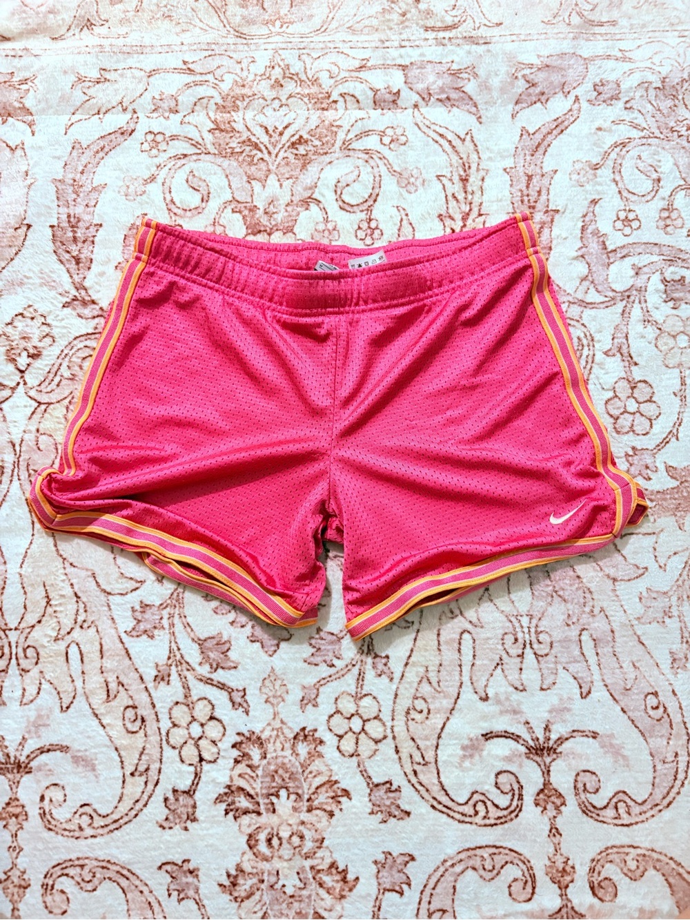 Nike Hot Pink Mesh Athletic Shorts with Yellow Accent
